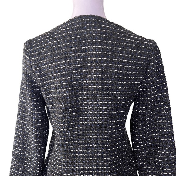Dolan x Anthropologie - NWT Metallic Tweed Peplum Black Motif Blazer Jacket Sz S - Picture 5 of 7